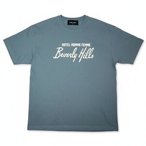 HOMME FEMME Mens Graphic T-Shirt Size S Teal Blue Short Sleeve Streetwear Crew